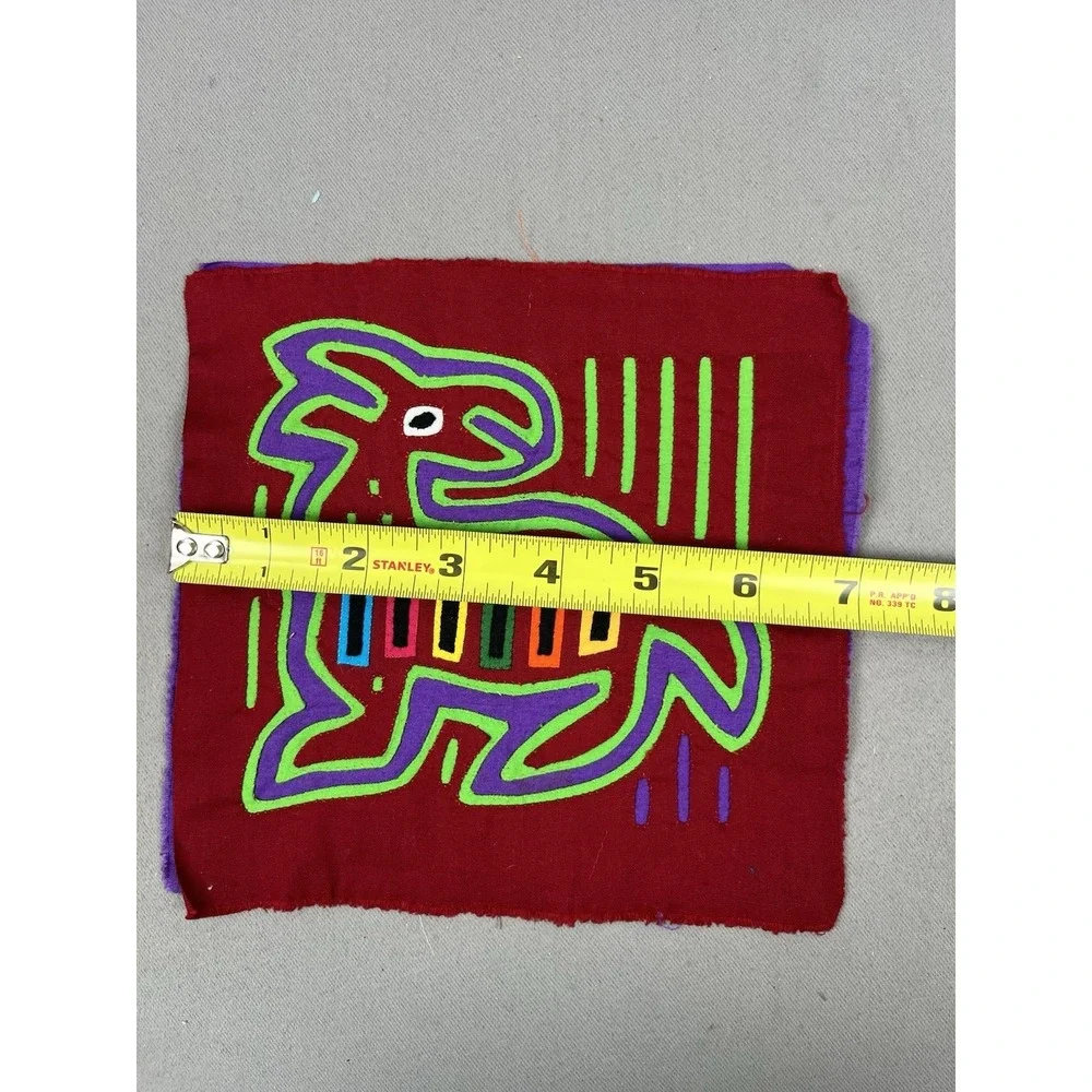 VTG Kuna Mola Hand Sewn Art Textile Fabric Folk Fabric‎ Animal Quilt Block